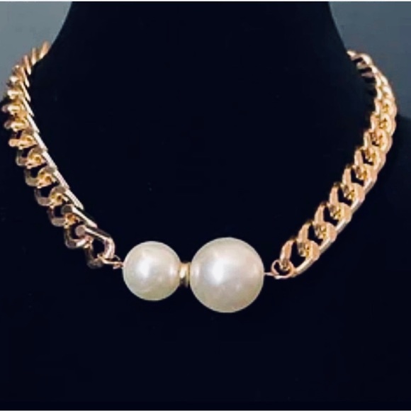 Zara 14K Gold Plated Pearl Choker Chain Necklace new with tags - Picture 2 of 9